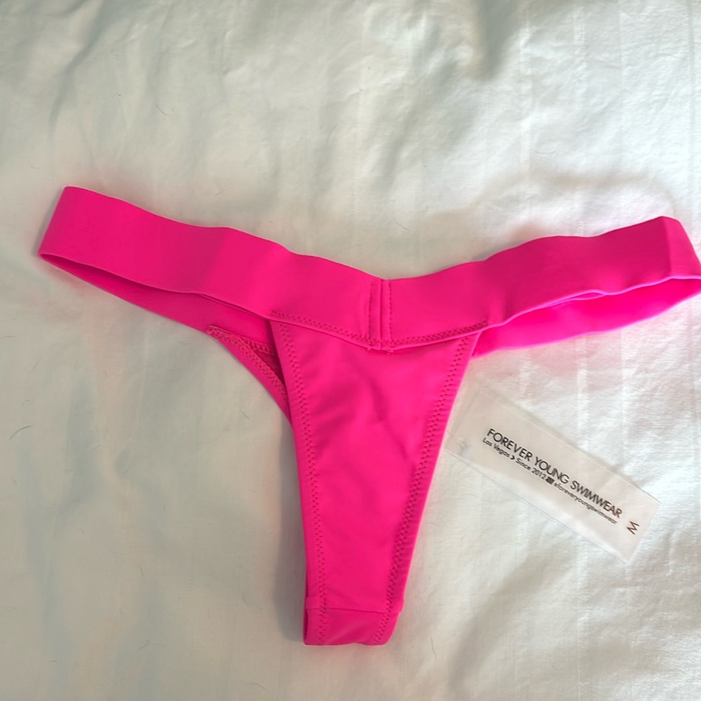NWT neon pink thong bikini bottom